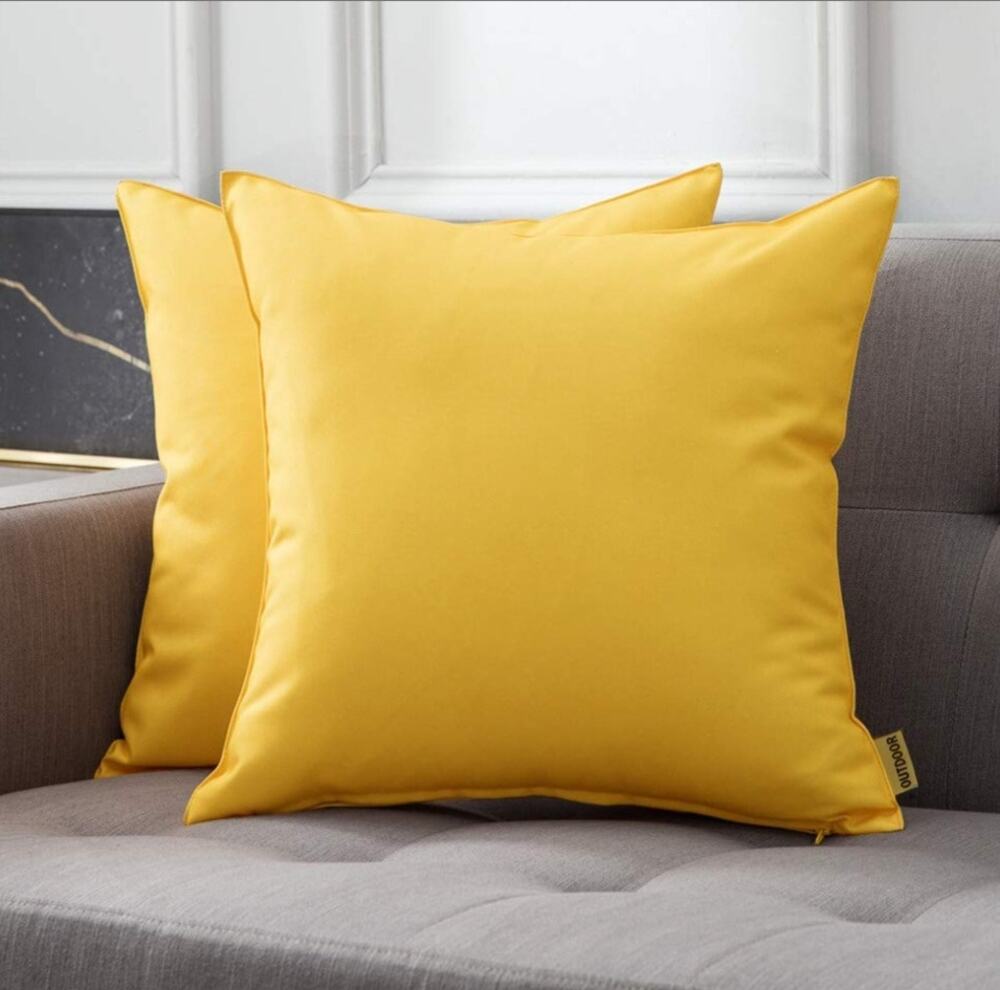 MIULEE Outdoor Waterproof Pillow Covers  2 Pack 18x18 Inch ,Yellow
